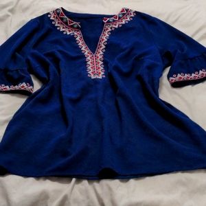 Navy blue embroidered tunic